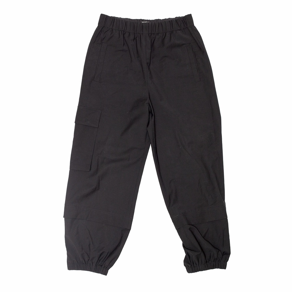Tibi tropical wool wilt jogger in black. Size small, long.